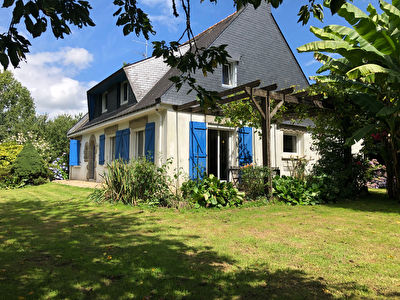 Maison Bretagne sud, bourg a pieds, 15 km ocean, 5 chambres, magnifique terrain d'env 2600 m2