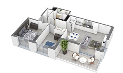 CENON : appartement 3 pieces dernier etage