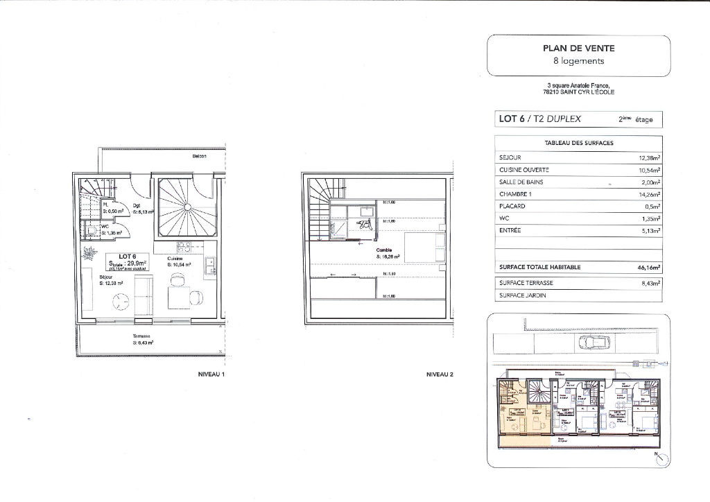 Vente Appartement à SAINT CYR L ECOLE de 2 pièces, d'une ...