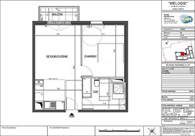 Appartement Cergy 2 pieces 40.64 m2
