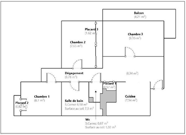 Secteur Velodrome - Leclerc - T4 meuble - 3 chambres