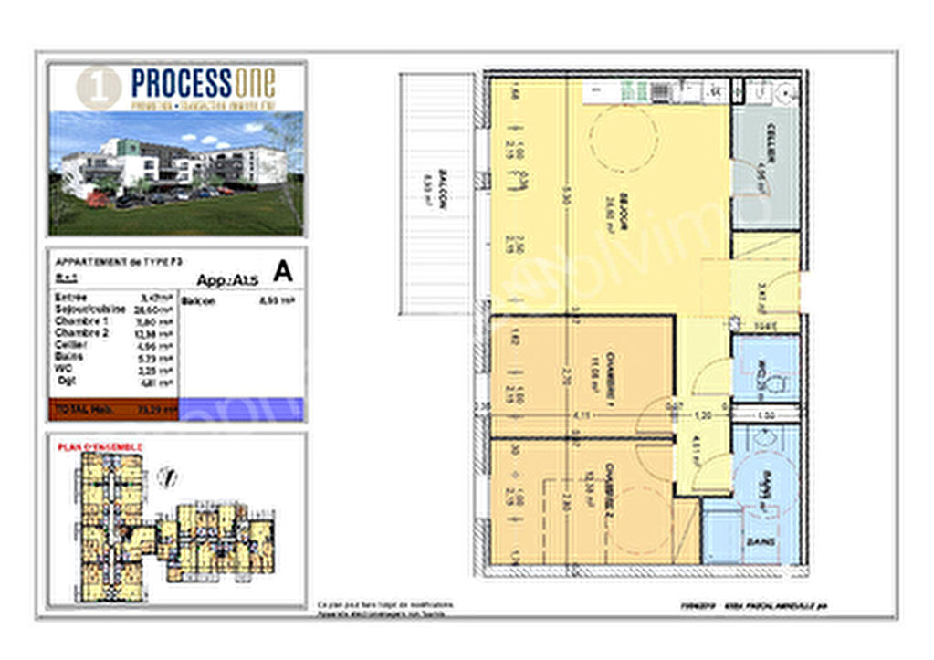 Appartement A15 T3 avec balcon 8,93m2