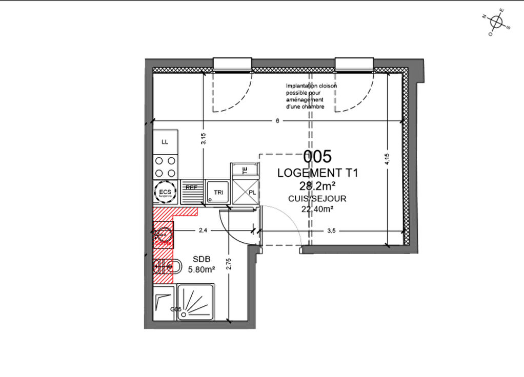 photos n°1 F1 bis représentant 28.20 m² au 1er étage avec parking
