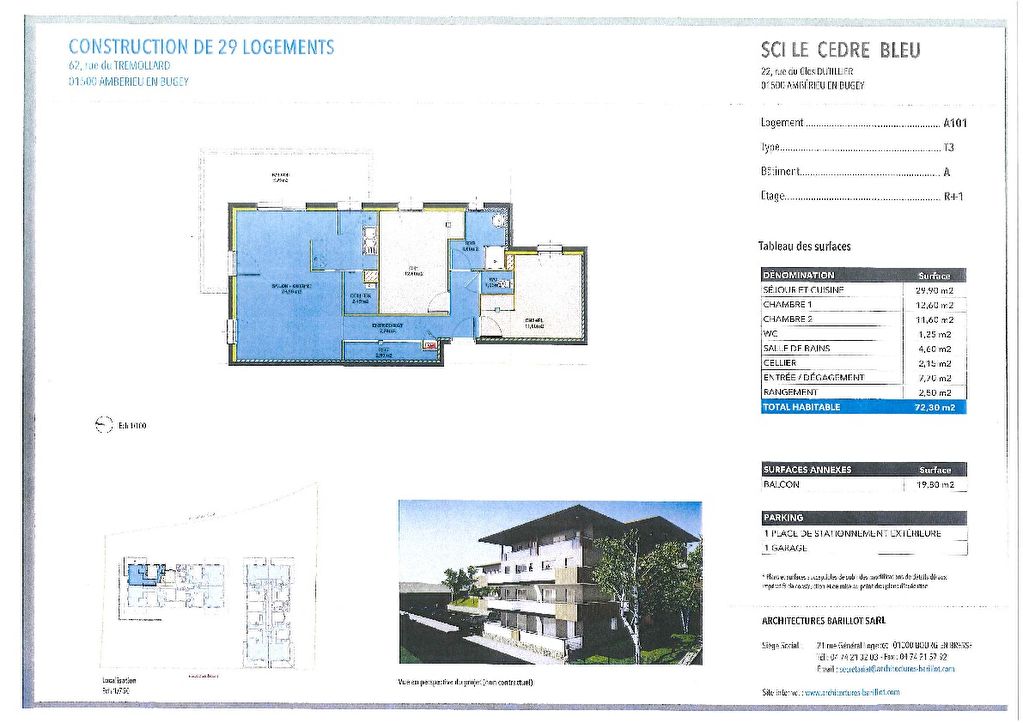 AMBERIEU EN BUGEY CENTRE - Appt T3 neuf de 72 m2 avec balcon AMBERIEU EN BUGEY CENTRE - Appt T3 neuf de 72 m2 avec balcon