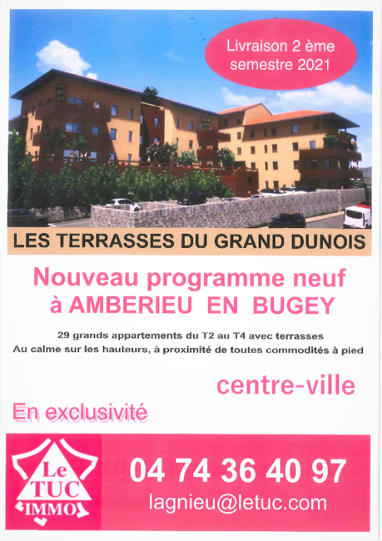 AMBERIEU EN BUGEY CENTRE - Appt T3 neuf de 72 m2 avec balcon AMBERIEU EN BUGEY CENTRE - Appt T3 neuf de 72 m2 avec balcon