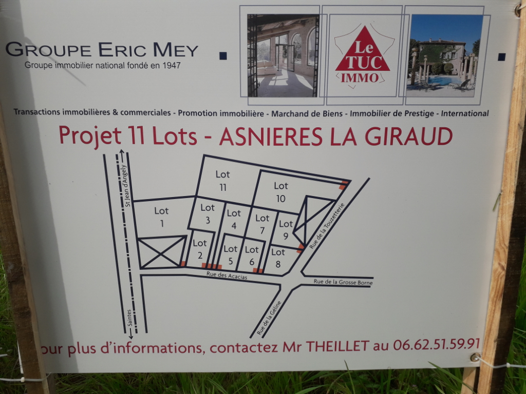 Terrain constructible de 900 m2 à ASNIERES LA GIRAUD (17) Terrain constructible de 900 m2 à ASNIERES LA GIRAUD (17)
