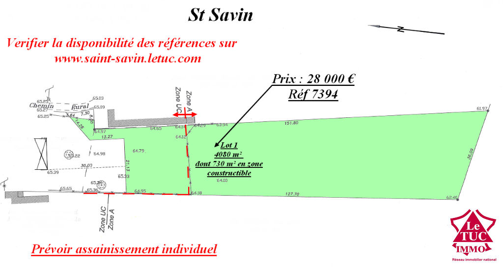 SAINT-SAVIN TERRAIN A BATIR DE 4 080 M² SAINT-SAVIN TERRAIN A BATIR DE 4 080 M²