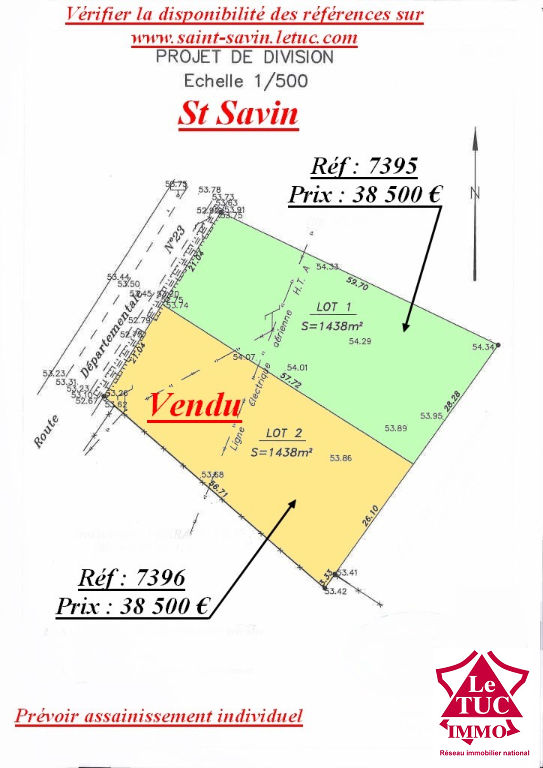 SAINT-SAVIN TERRAIN A BATIR 1 438 M² SAINT-SAVIN TERRAIN A BATIR 1 438 M²