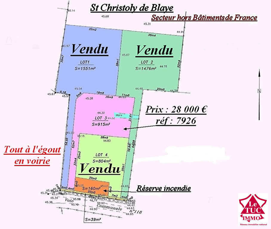 ST CHRISTOLY DE BLAYE TERRAIN 915 M² ST CHRISTOLY DE BLAYE TERRAIN 915 M²