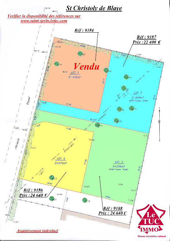 SAINT CHRISTOLY DE BLAYE Terrain 549 m² SAINT CHRISTOLY DE BLAYE Terrain 549 m²