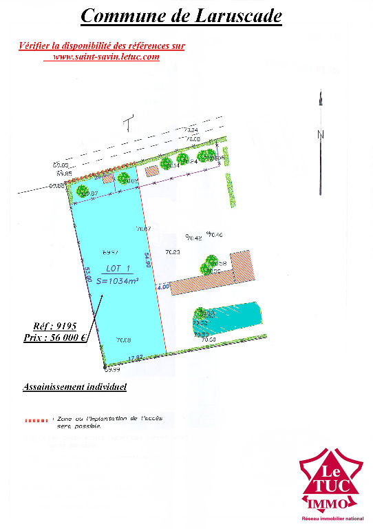 LARUSCADE TERRAIN A BATIR D'ENVIRON 1 000 M² LARUSCADE TERRAIN A BATIR D'ENVIRON 1 000 M²