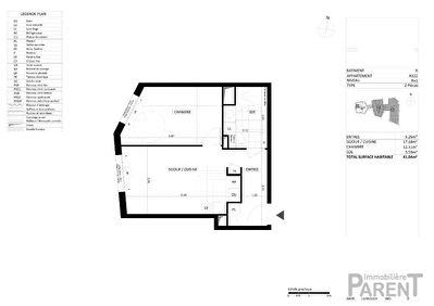 Appartement 2 pièce(s) 41,04 m² Appartement 2 pièce(s) 41,04 m²